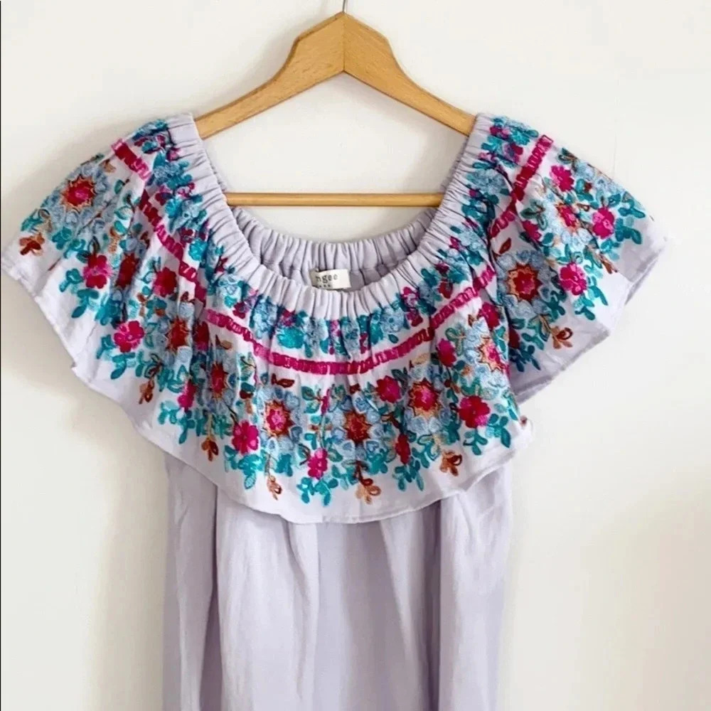 Umgee Off Shoulder Floral Embroidered Dress - Picture 2 of 8